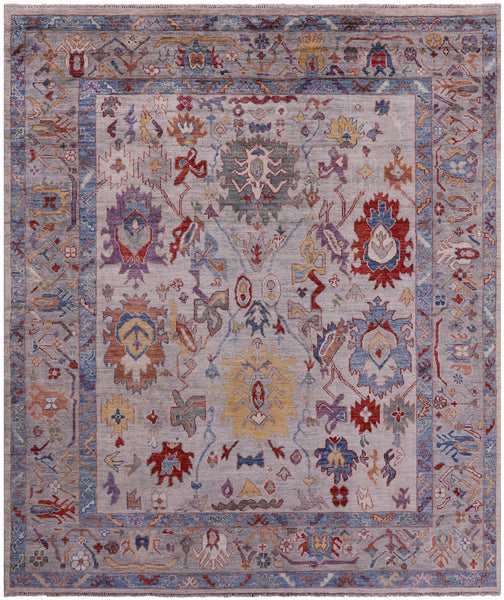 Grey Turkish Oushak Hand Knotted Wool Rug - 8' 2" X 9' 7" - Golden Nile