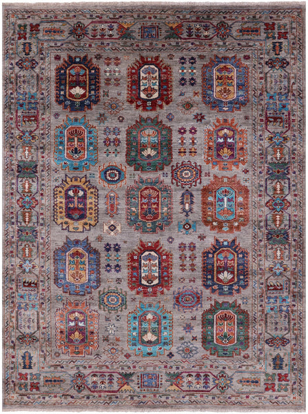 Turkmen Ersari Hand Knotted Wool Rug - 5' 9" X 7' 9" - Golden Nile
