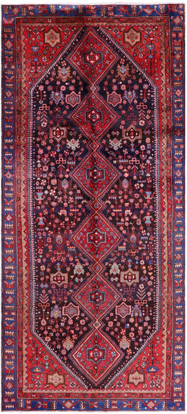 Black New Hand Knotted Persian Nahavand Wool Rug - 5' 5" X 12' 1" - Golden Nile