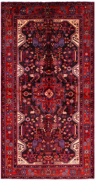 Black New Handmade Persian Nahavand Wool Rug - 5' 6" X 10' 0" - Golden Nile