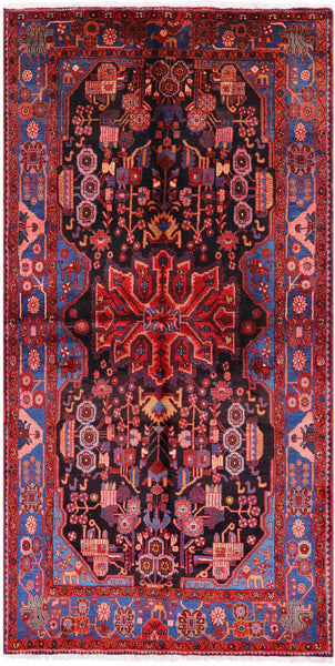 Black New Persian Authentic Nahavand Rug - 5' 1" X 9' 10" - Golden Nile