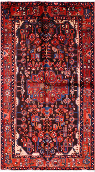 Black New Handmade Authentic Persian Nahavand Rug - 5' 1" X 9' 2" - Golden Nile