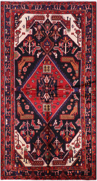 Black New Authentic Persian Nahavand Rug - 5' 1" X 9' 7" - Golden Nile