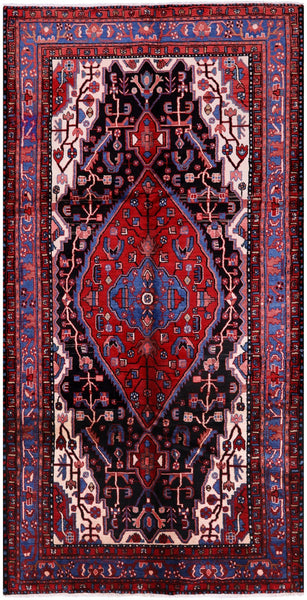 Black New Authentic Persian Nahavand Full Pile Rug - 4' 11" X 9' 11" - Golden Nile