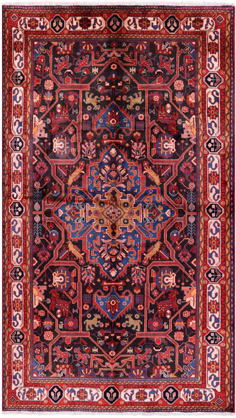 Black Persian Nahavand Handmade Wool Rug - 5' 6" X 9' 7" - Golden Nile