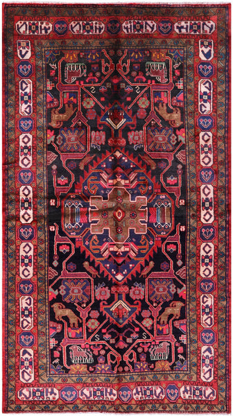 Black New Authentic Persian Nahavand Hand Knotted Rug - 5' 3" X 9' 7" - Golden Nile