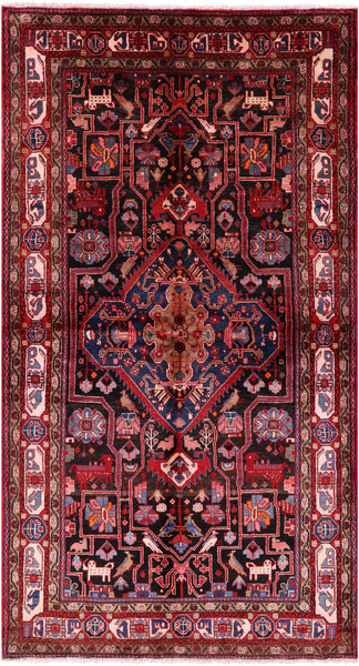 Black New Authentic Persian Nahavand Handmade Wool Rug - 5' 7" X 10' 4" - Golden Nile