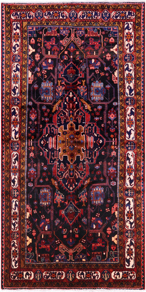 Black New Authentic Persian Nahavand Rug - 4' 11" X 10' 0" - Golden Nile