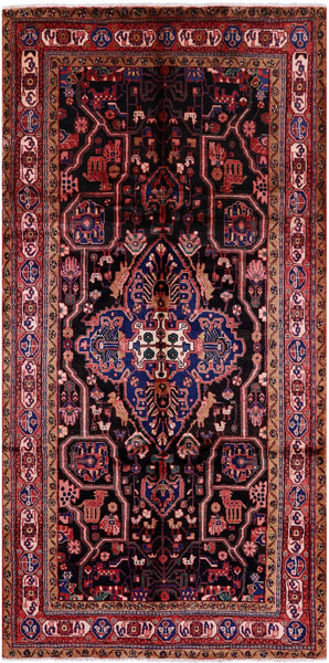 Black New Authentic Persian Nahavand Wool Rug - 5' 5" X 10' 10" - Golden Nile