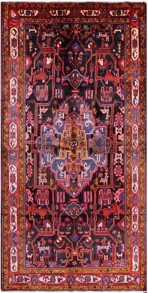 Black New Authentic Persian Nahavand Rug - 5' 8" X 11' 3" - Golden Nile