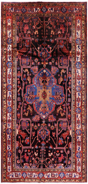 Black New Authentic Persian Nahavand Rug - 5' 6" X 11' 4" - Golden Nile
