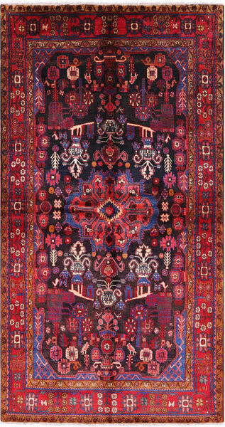 Black Handmade New Authentic Persian Nahavand Wool Rug - 5' 2" X 9' 6" - Golden Nile