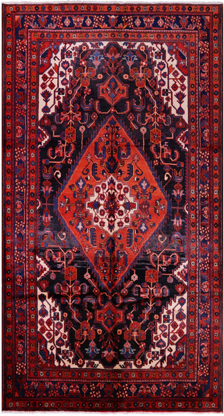 Black New Authentic Persian Nahavand Hand Knotted Wool Rug - 5' 3" X 9' 11" - Golden Nile