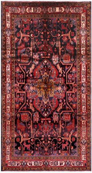 Black New Authentic Persian Nahavand Wool Rug - 5' 6" X 9' 7" - Golden Nile