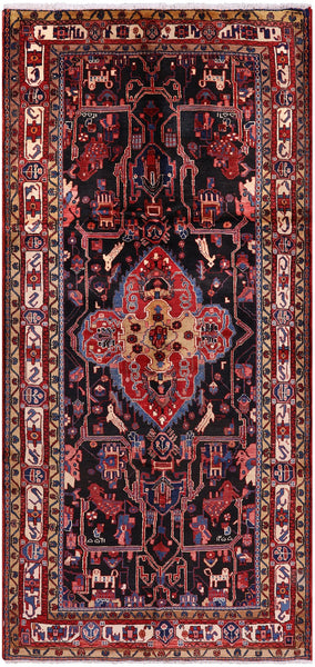 Black New Authentic Persian Nahavand Handmade Rug - 5' 5" X 11' 1" - Golden Nile