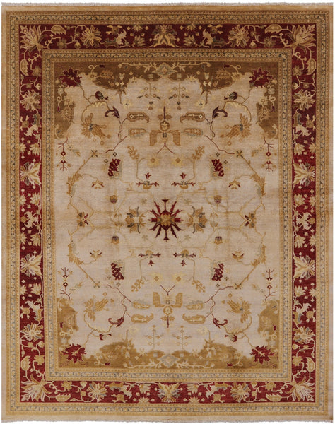 Ivory Chobi Peshawar Handmade Wool Rug - 8' 1" X 10' 1" - Golden Nile