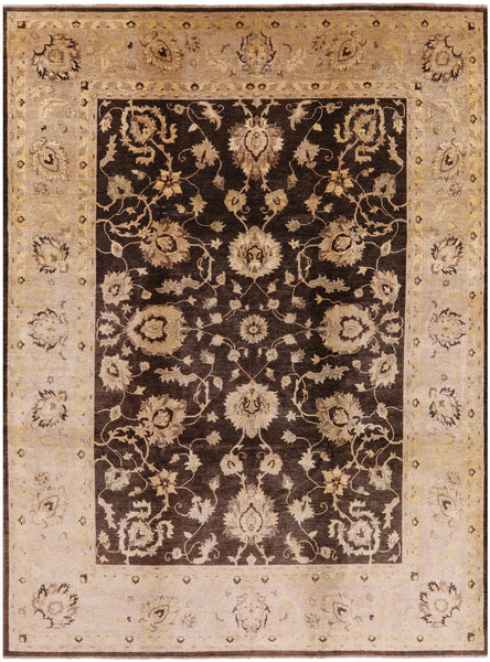 Brown Peshawar Hand Knotted Wool Rug - 10' 0" X 13' 7" - Golden Nile