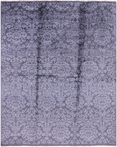 Grey Persian 100% Silk Handmade Rug - 7' 11" X 9' 11'' - Golden Nile