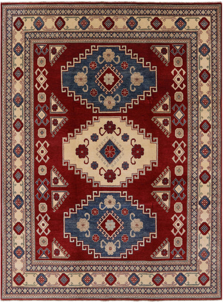 Red Kazak Hand Knotted Rug - 8' 5" X 11' 4" - Golden Nile