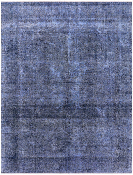 Blue Persian Overdyed Hand Knotted Wool Rug - 9' 6" X 12' 6" - Golden Nile