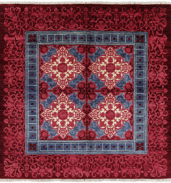 6' Square Modern Hand Knotted Area Rug - Golden Nile