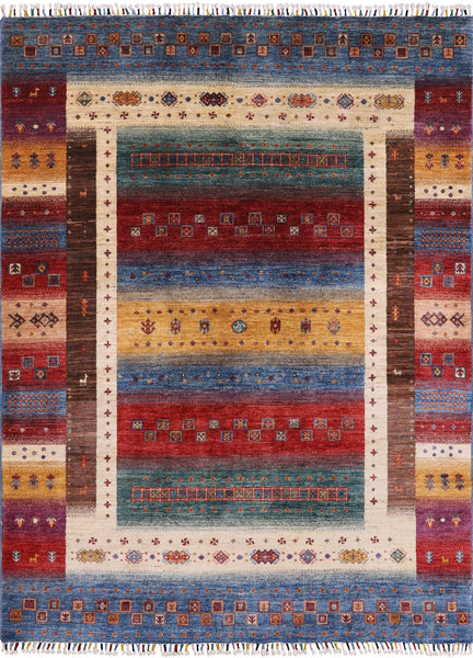 Tribal Persian Gabbeh Hand Knotted Wool Rug - 5' 11" X 7' 11" - Golden Nile