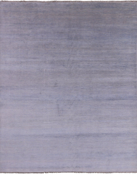 Grey Savannah Grass Hand Knotted Wool & Silk Rug - 7' 11" X 9' 9" - Golden Nile