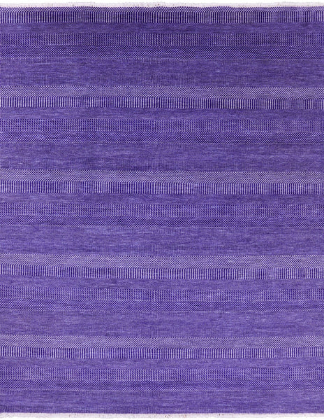 Purple Savannah Grass Hand Knotted Wool & Silk Rug - 8' 0" X 9' 11" - Golden Nile