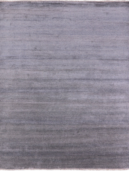 Grey Savannah Grass Hand Knotted Wool & Silk Area Rug - 8' 0" X 10' 4" - Golden Nile