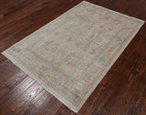 Ivory Turkish Oushak Hand Knotted Wool Rug - 4' 0" X 5' 9"