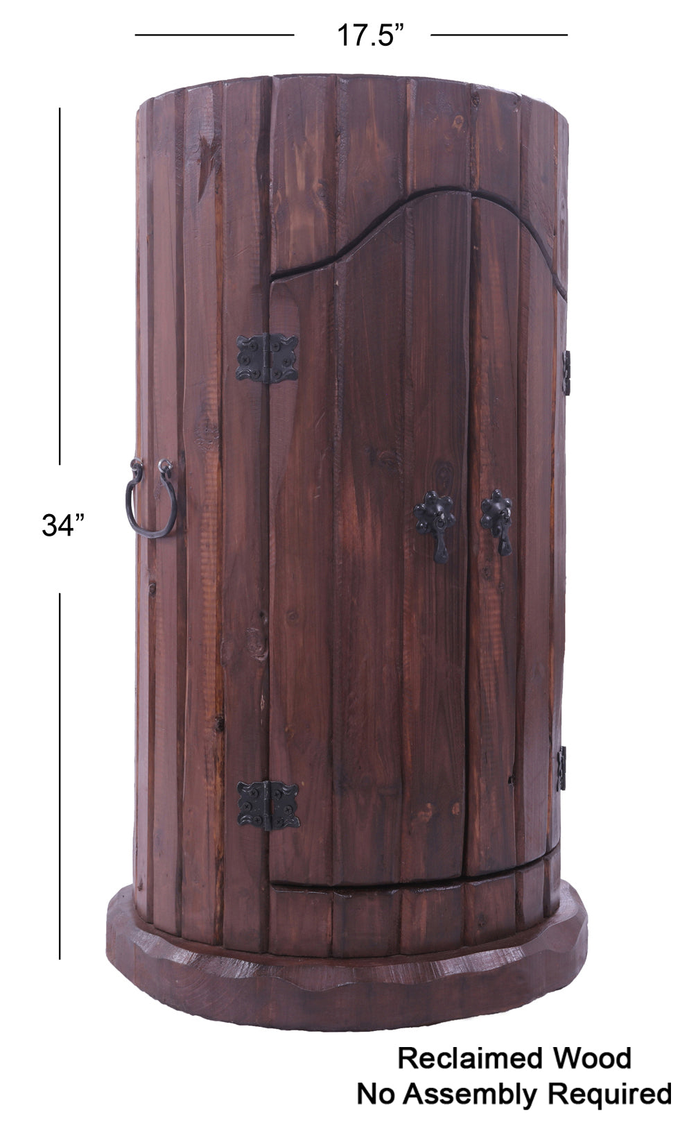 Reclaimed Wood Handcrafted Barrel Bar with 9 Bottle Wine Hutch Mini Bar - Golden Nile