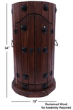 Reclaimed Wood Handcrafted Barrel Bar with 9 Bottle Wine Hutch Mini Bar - Golden Nile