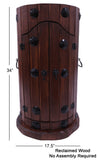 Reclaimed Wood Handcrafted Barrel Bar with 9 Bottle Wine Hutch Mini Bar - Golden Nile