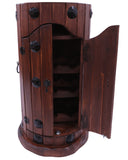 Reclaimed Wood Handcrafted Barrel Bar with 9 Bottle Wine Hutch Mini Bar - Golden Nile