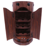 Reclaimed Wood Handcrafted Barrel Bar with 9 Bottle Wine Hutch Mini Bar - Golden Nile