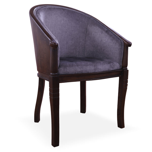 Grey Upholstered Reclaimed Wood Barrel Chair - Golden Nile