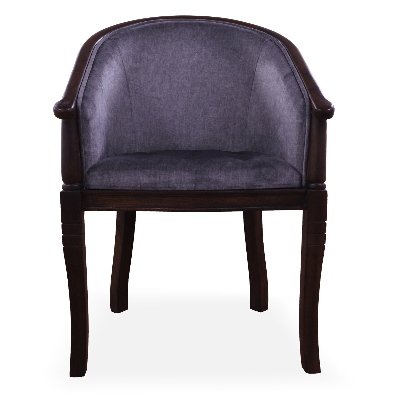 Grey Upholstered Reclaimed Wood Barrel Chair - Golden Nile