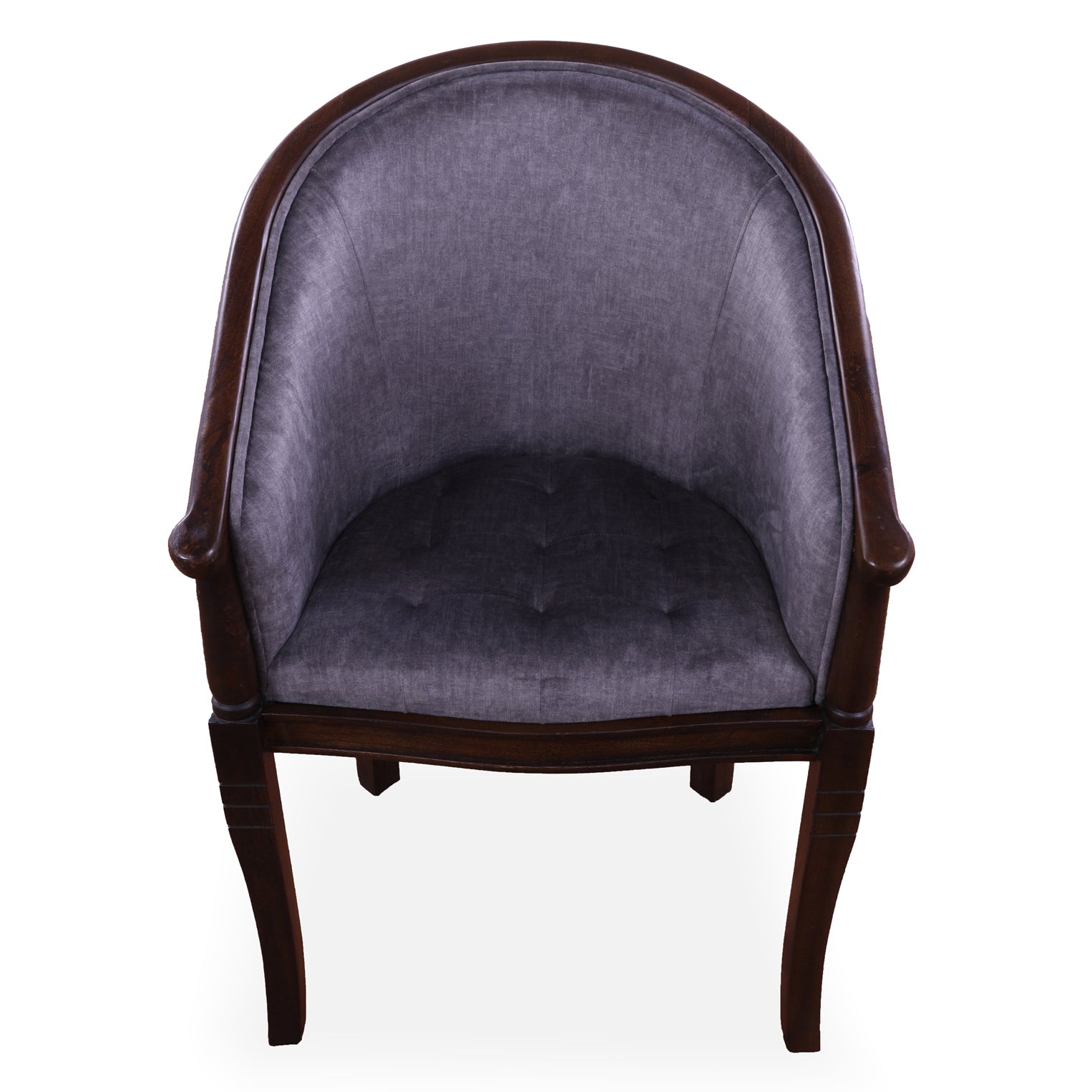Grey Upholstered Reclaimed Wood Barrel Chair - Golden Nile