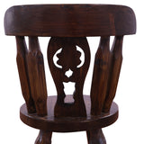 Reclaimed Wood Bar & Counter Stool - Handcarved Back Sunflower - Golden Nile