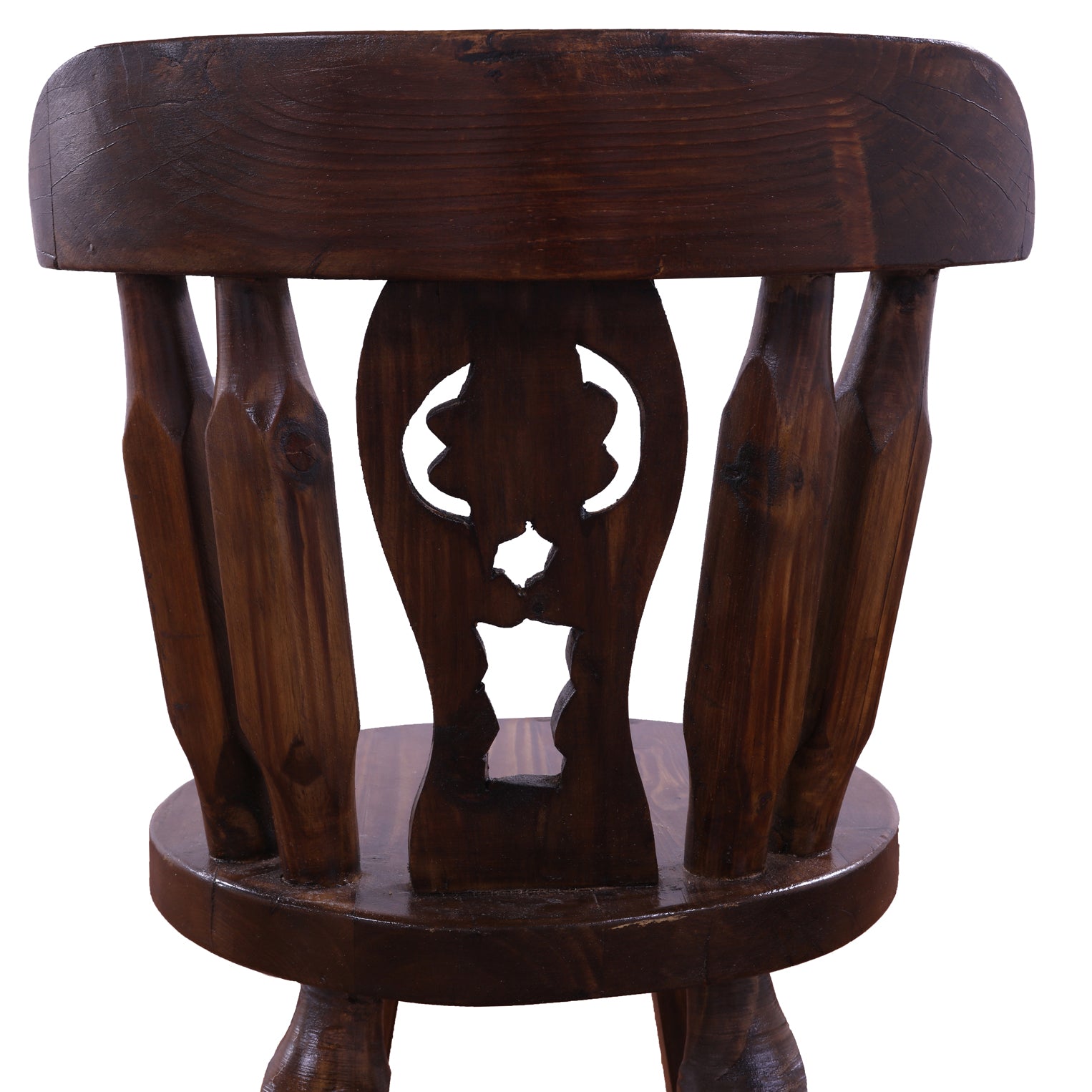 Reclaimed Wood Bar & Counter Stool - Handcarved Back Sunflower - Golden Nile
