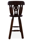 Reclaimed Wood Bar & Counter Stool - Handcarved Back Sunflower - Golden Nile