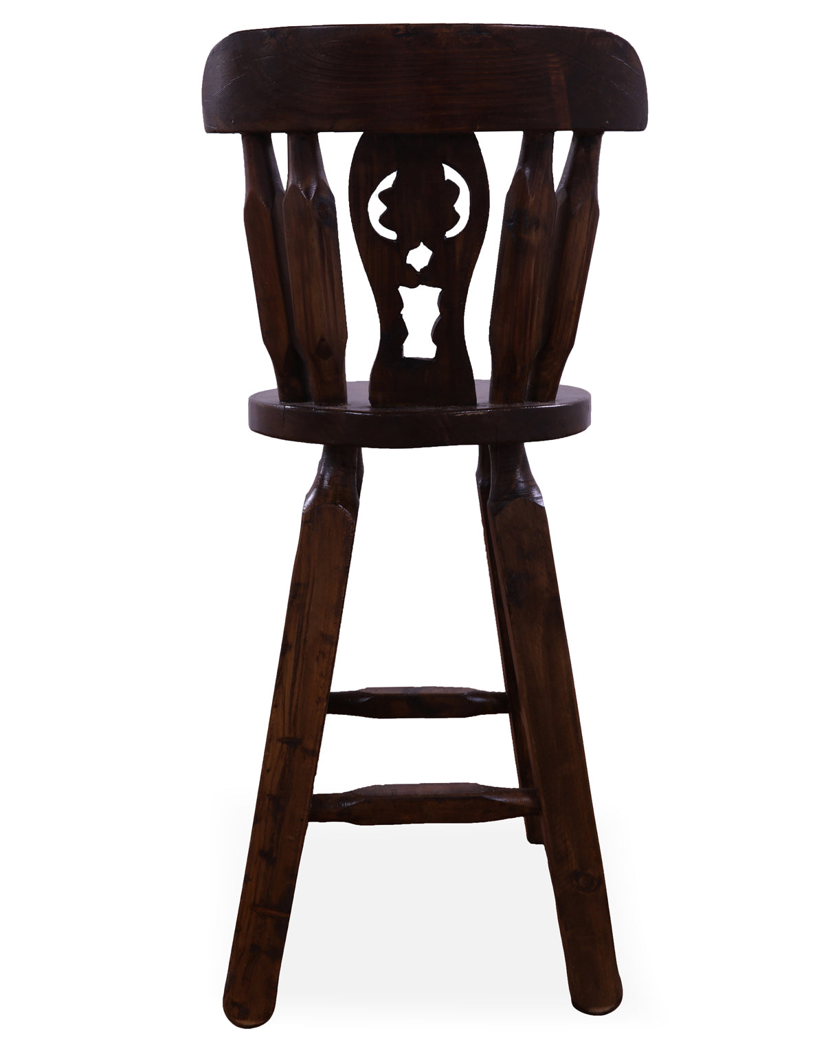 Reclaimed Wood Bar & Counter Stool - Handcarved Back Sunflower - Golden Nile