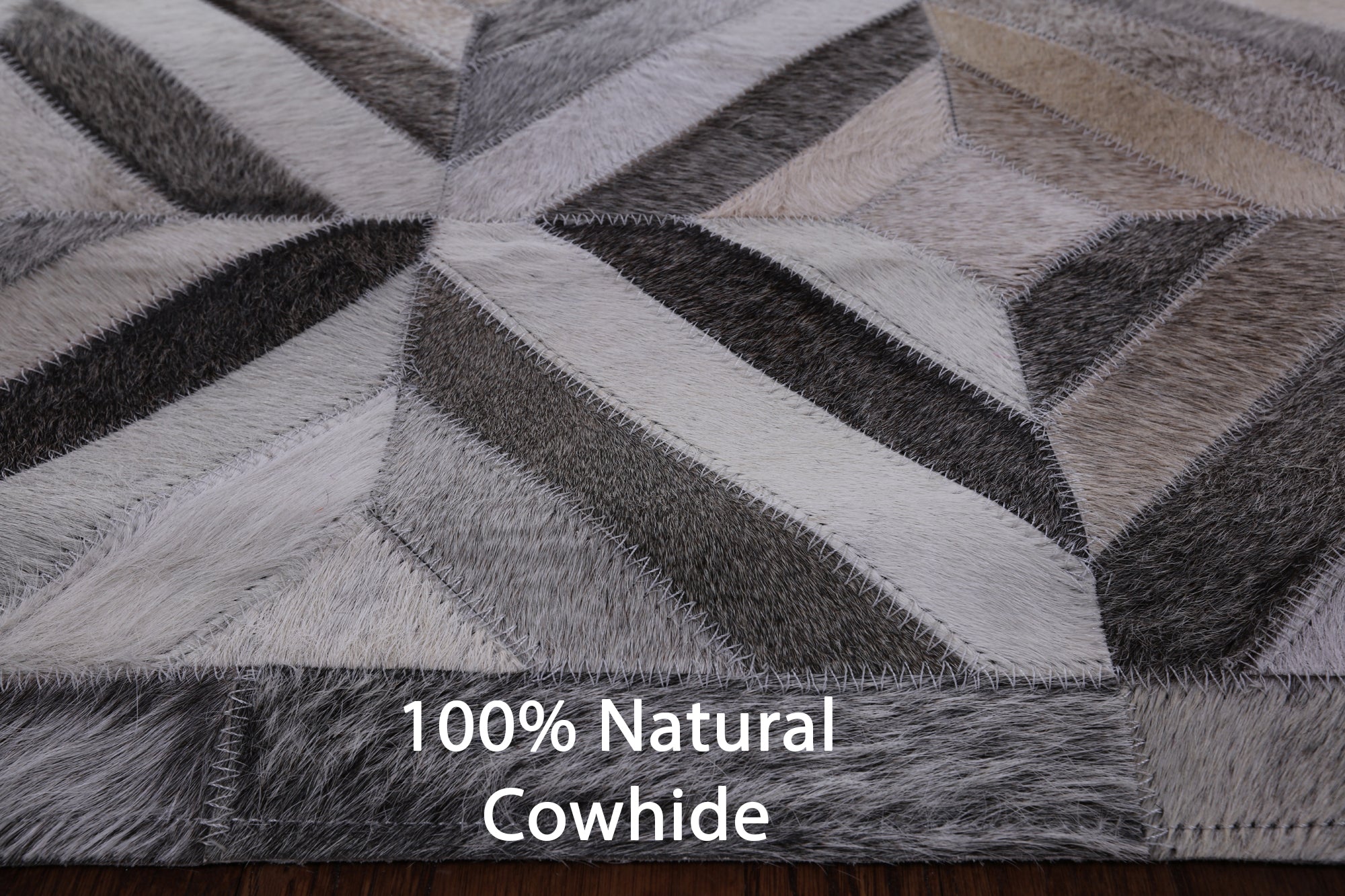 Natural Cowhide Hand Stitched Patchwork Rug - 6' 0" X 9' 0" - Golden Nile