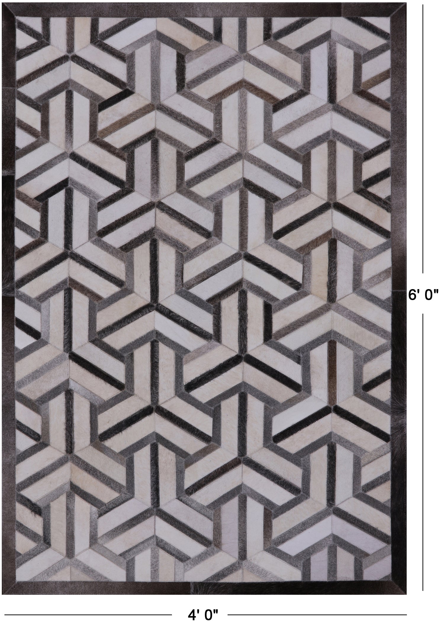 Patchwork Cowhide Hairhide Rug - 4' 0" X 6' 0" - Golden Nile