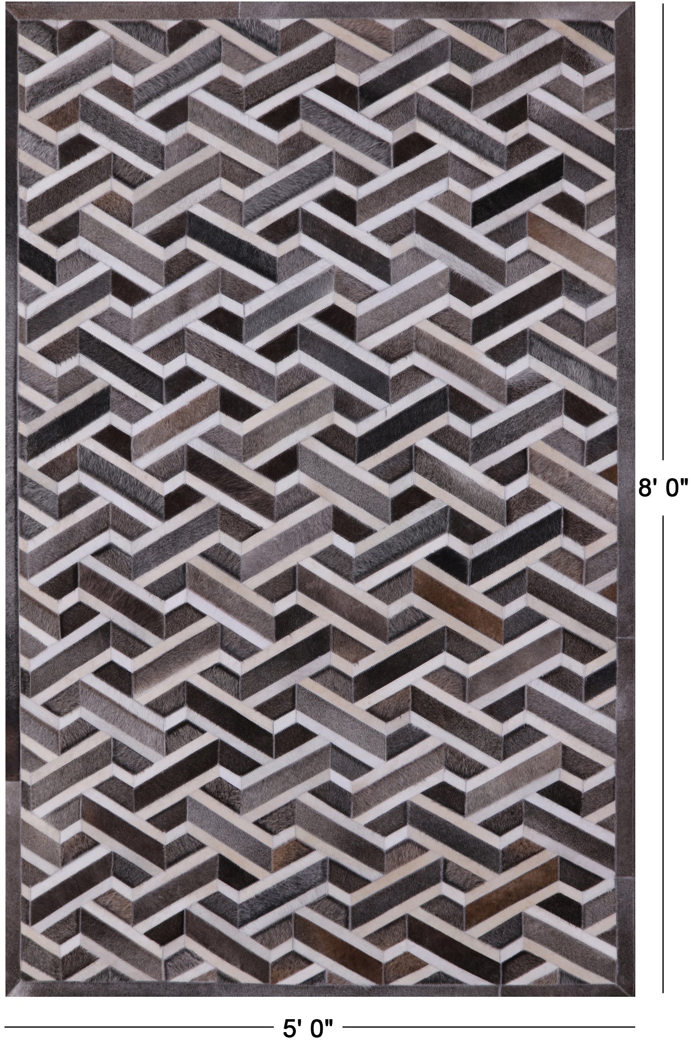 Cowhide Hairhide Patchwork Rug - 5' 0" X 8' 0" - Golden Nile