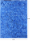 Blue Natural Cowhide Hand Stitched Patchwork Rug - 10' 0" X 14' 0" - Golden Nile