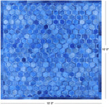 Blue Square Natural Cowhide Hand Stitched Patchwork Rug - 10' 0" X 10' 0" - Golden Nile