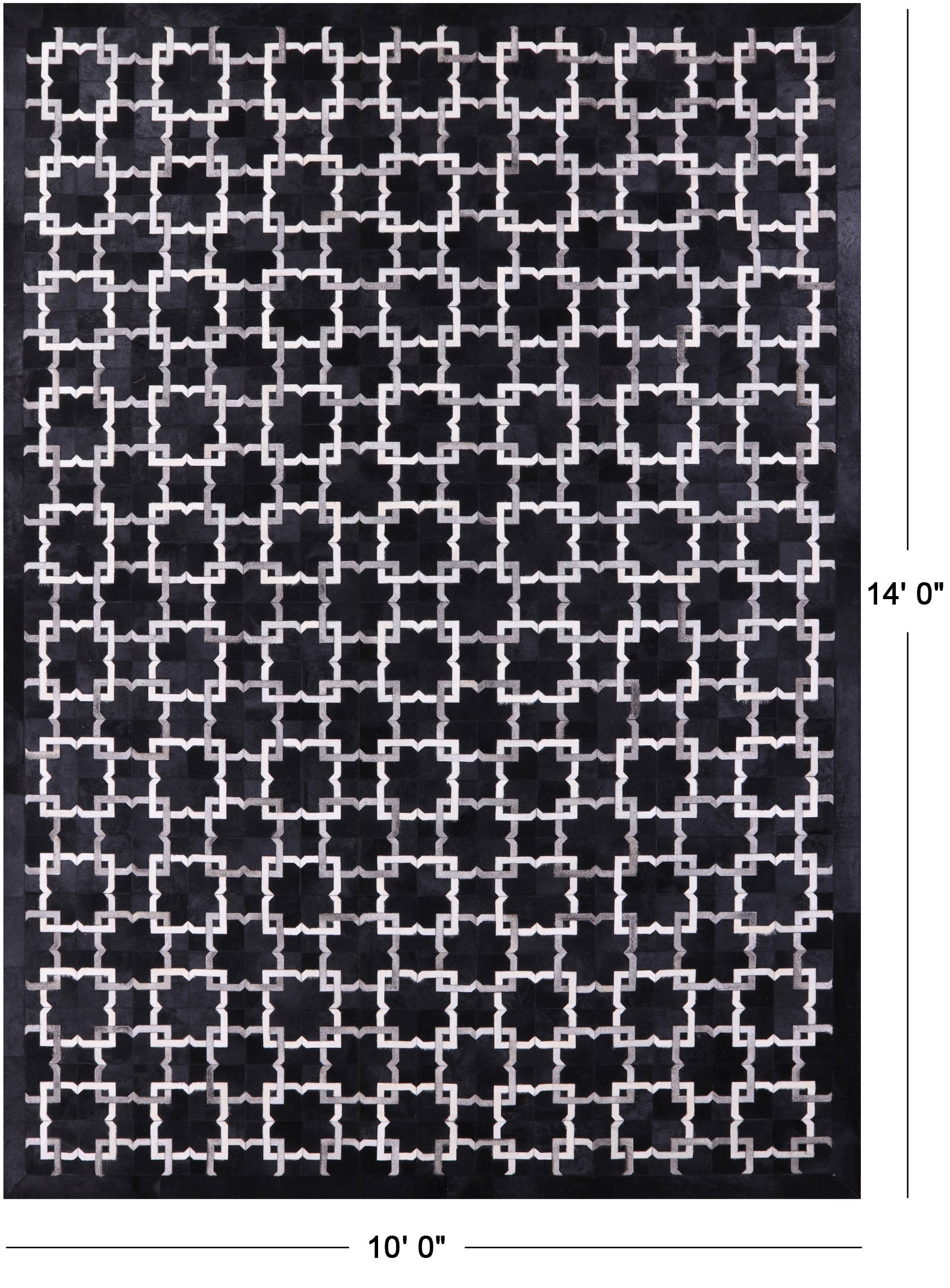 Black Natural Cowhide Hand Stitched Patchwork Rug - 10' 0" X 14' 0" - Golden Nile