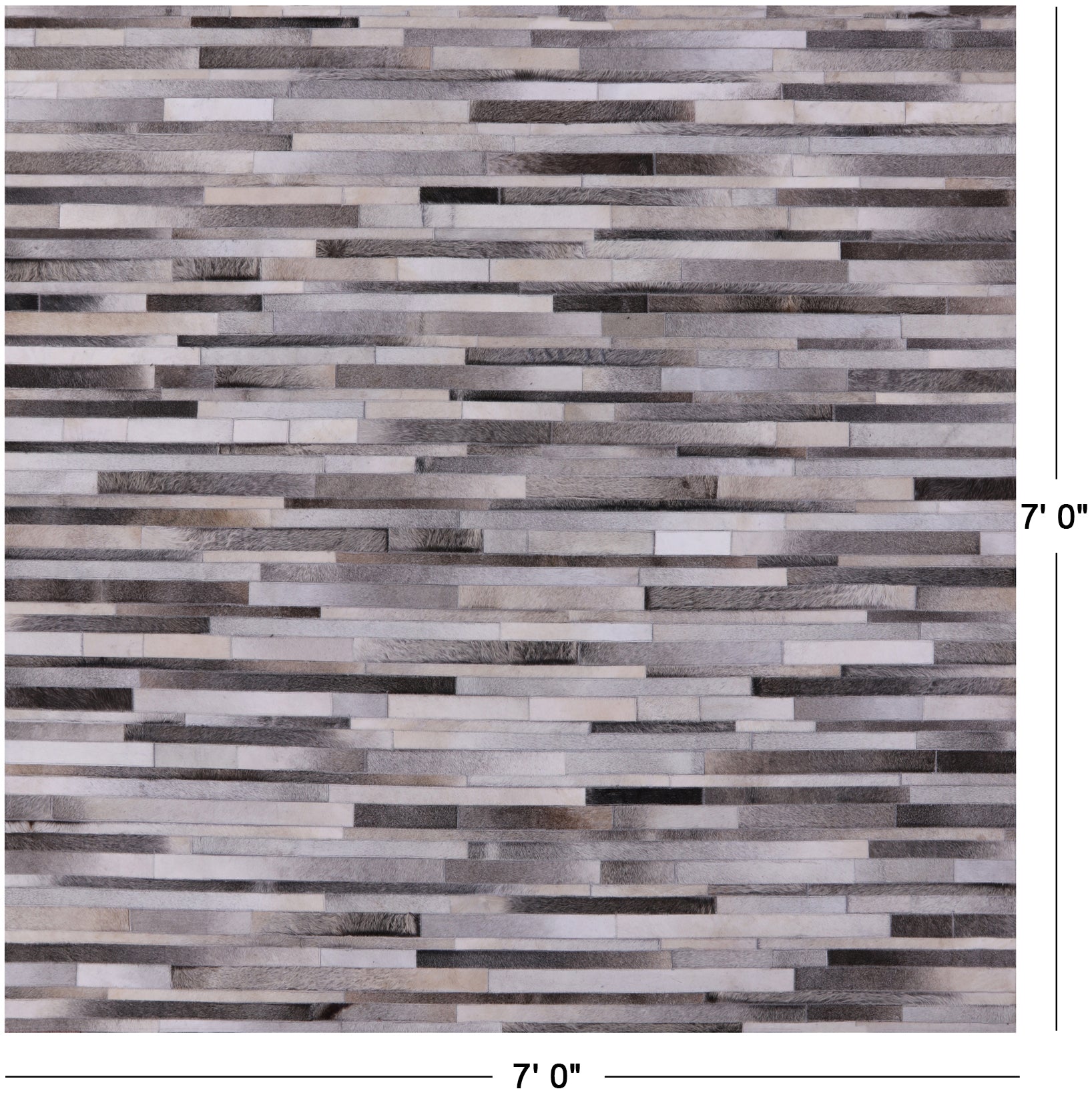 Square Natural Cowhide Hand Stitched Patchwork Rug - 7' 0" X 7' 0" - Golden Nile