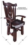 Reclaimed Wood Chair Handcarved Back Sunflower Removable Hair-On Cowhide Pillow - Golden Nile
